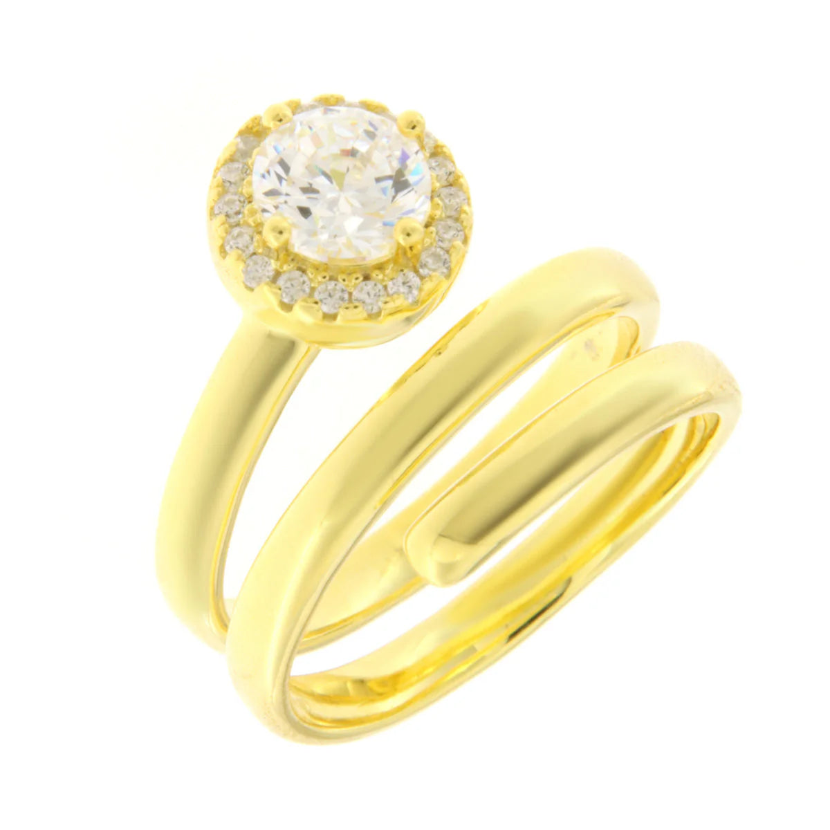 BYSIMON - Anello in Argento 925 a spirale con zirconi bianco centrale