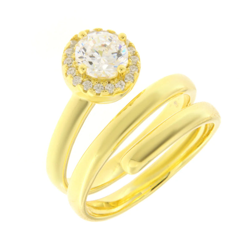 BYSIMON - Anello in Argento 925 a spirale con zirconi bianco centrale