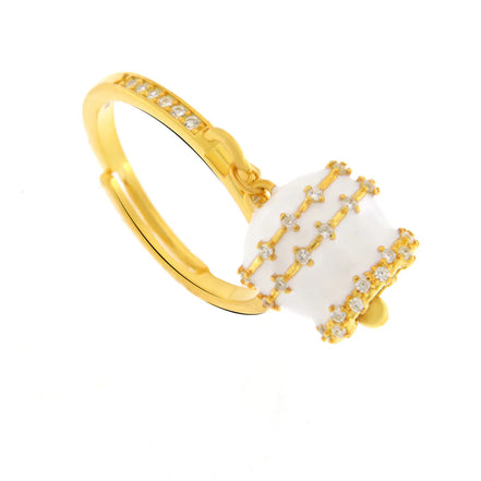 BYSIMON - Anello in Argento 925 con campanella bianca