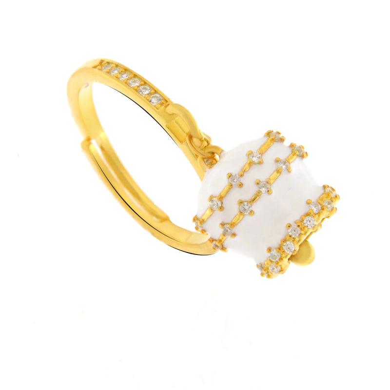BYSIMON - Anello in Argento 925 con campanella bianca