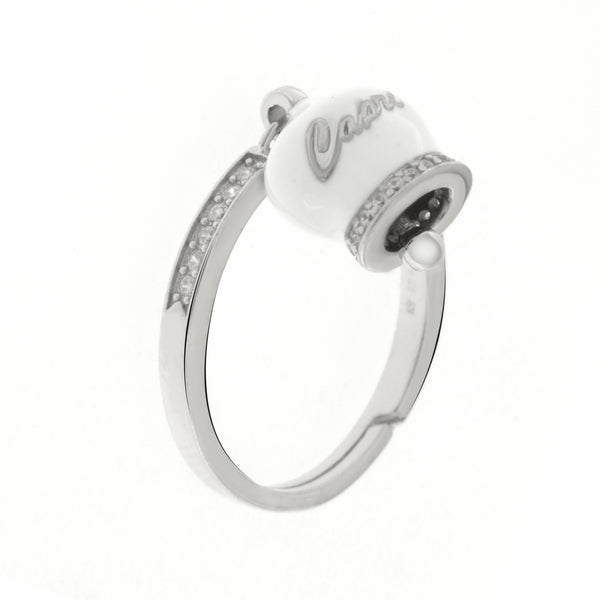 Bysimon - Anello in Argento 925 con campanella bianca Capri e zirconi