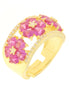 BYSIMON -  Anello in Argento 925 con fiori di cristalli rosa e zirconi