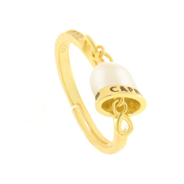 BYSIMON - Anello in Argento 925 con scritta capri bianca