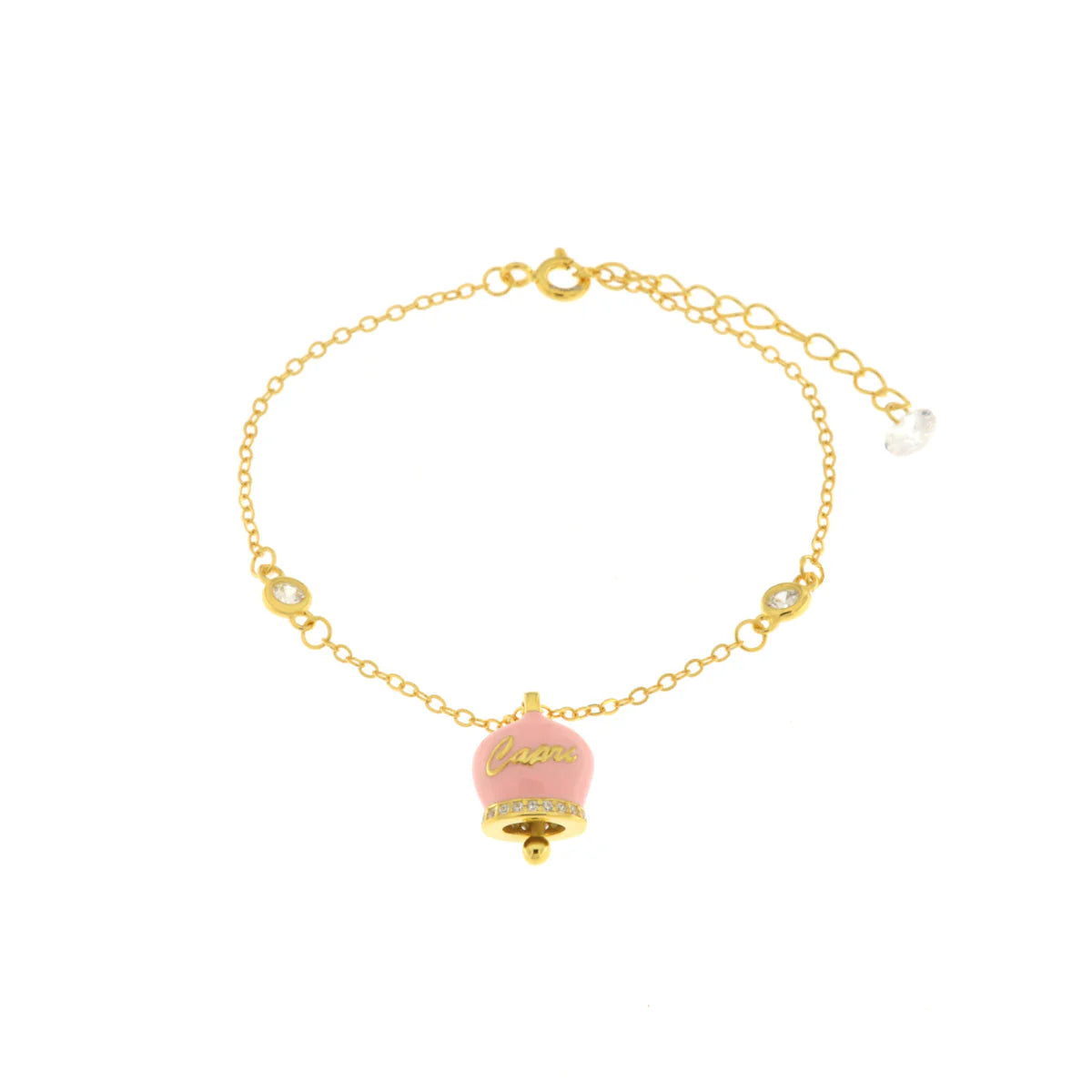 BYSIMON - Bracciale in Argento 925 con campanella rosa Capri e zirconi