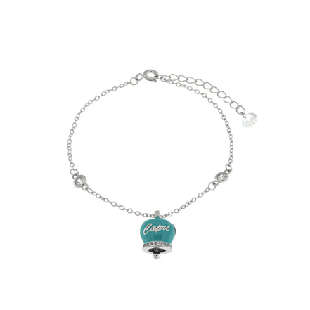 BYSIMON - Bracciale in Argento 925 con campanella Capri azzurra e zirconi