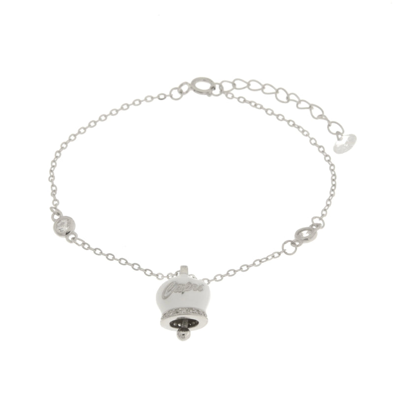BYSIMON - Bracciale in Argento 925 con campanella bianca Capri e zirconi