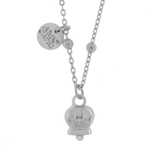 AMO CAPRI - Collana in Acciaio con campanella pendente con scritta Capri