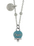 AMO CAPRI - Collana in Acciaio con campanella pendente azzurra con scritta Capri