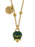 Amo Capri - Collana in Acciaio con campanella pendente verde scuro con scritta Capri