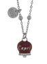 AMO CAPRI - Collana in Acciaio con campanella borgogna con scritta Capri