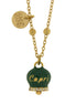 AMO CAPRI - Collana in Acciaio con campanella verde scura con scritta Capri