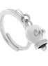 AMO CAPRI - Anello in Acciaio con campanella pendente bianca con scritta Capri