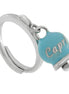 AMO CAPRI - Anello in Acciaio con campanella pendente azzurra con scritta Capri