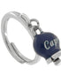 AMO CAPRI - Anello in Acciaio con campanella pendente blu con scritta Capri