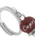 AMO CAPRI - Anello in Acciaio con campanella borgogna con scritta Capri