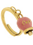 AMO CAPRI - Anello in Acciaio con campanella pendente rosa con scritta Capri