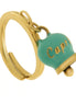 Amo Capri - Anello in Acciaio con campanella pendente verde con scritta Capri