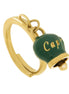 AMO CAPRI - Anello in Acciaio con campanella pendente verde scuro con scritta Capri