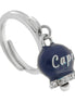 AMO CAPRI - Anello in Acciaio con campanella blu con scritta Capri