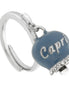 AMO CAPRI - Anello in Acciaio con campanella blu cobalto con scritta Capri