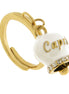 AMO CAPRI - Anello in Acciaio con campanella bianca e oro con scritta Capri