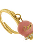 AMO CAPRI - Anello in Acciaio con campanella rosa con scritta Capri