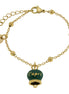 AMO CAPRI - Bracciale in Acciaio con campanella pendente verde con scritta Capri