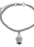 AMO CAPRI - Bracciale in Acciaio a perline con campanella pendente con scritta Capri