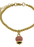 AMO CAPRI - Bracciale in Acciaio con campanella pendente rosa con scritta Capri