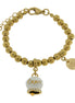 AMO CAPRI - Bracciale in Acciaio con campanella bianca e oro con scritta Capri