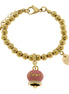 AMO CAPRI - Bracciale in Acciaio con campanella rosa con scritta Capri