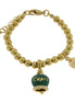 AMO CAPRI - Bracciale in Acciaio con campanella verde con scritta Capri
