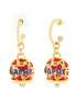 Amo Capri - Orecchini in Metallo a cerchio con campanella impreziosita da cuori rossi e scritta capri