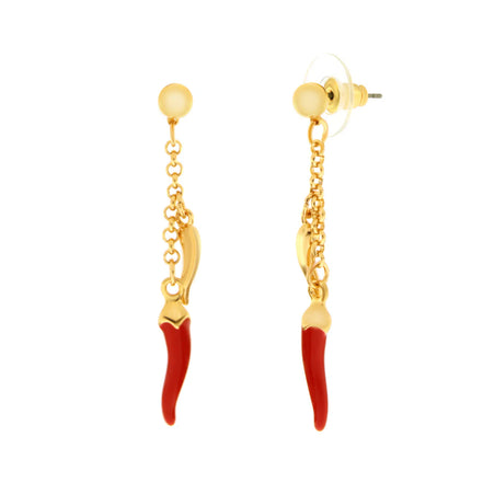 AMO NAPOLI - Orecchini in Metallo con cornetto rosso