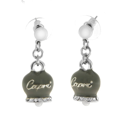 Amo Capri - Orecchini in Metallo con campanella grigia scritta capri