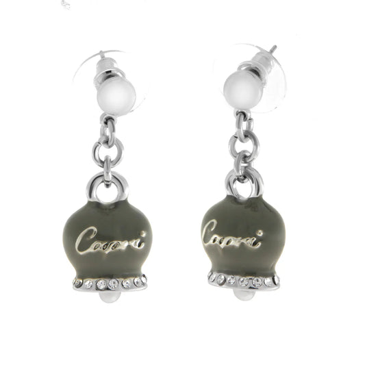 Amo Capri - Orecchini in Metallo con campanella grigia scritta capri