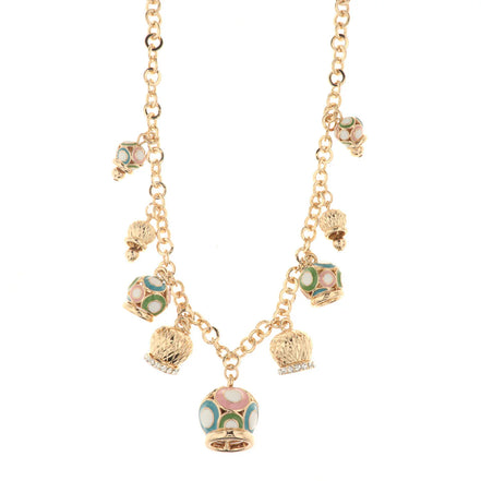 AMO CAPRI - Collana in Metallo con campane pendenti colorati e cristalli bianchi
