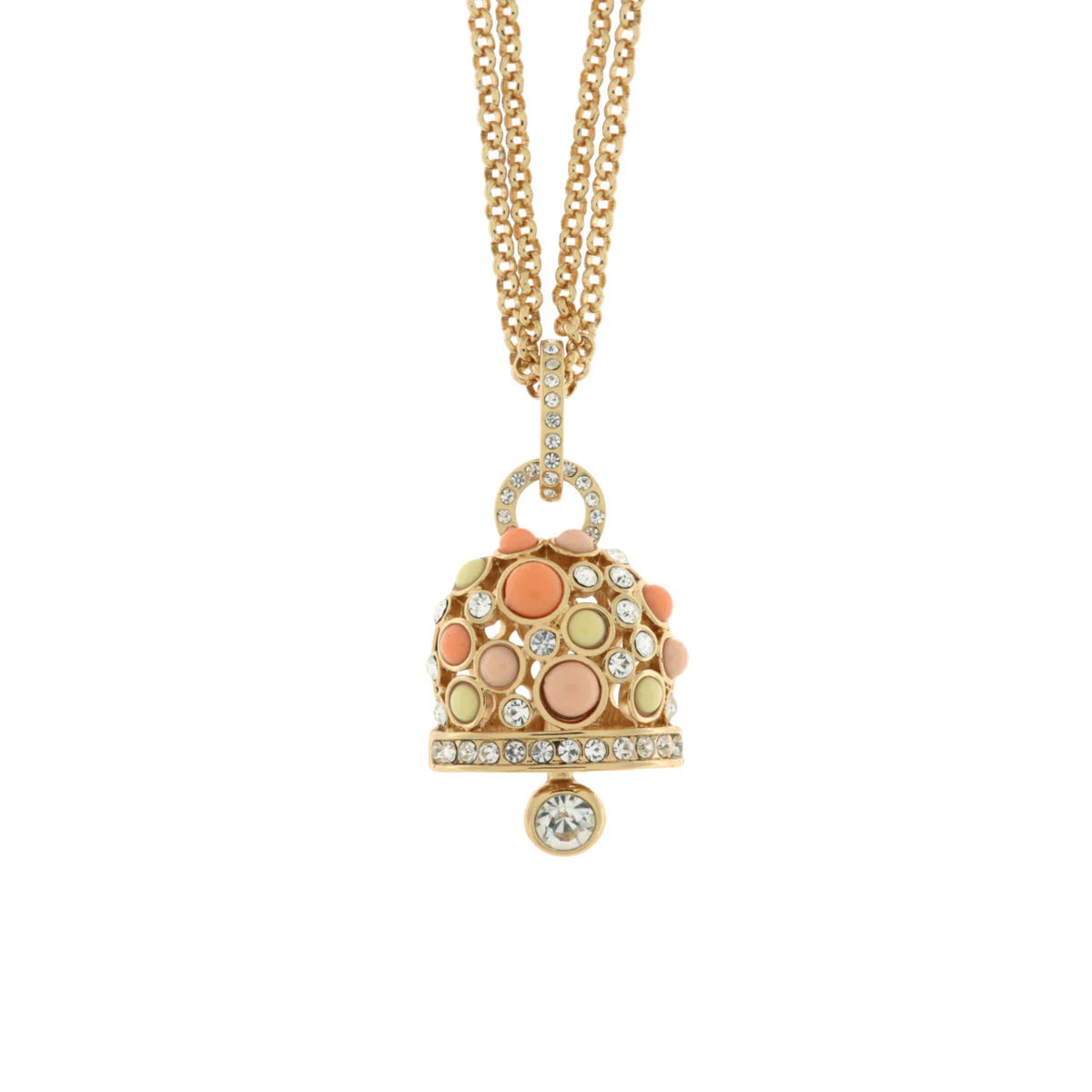 AMO CAPRI - Collana in Metallo catena multifilo con grande campana pendente colorata