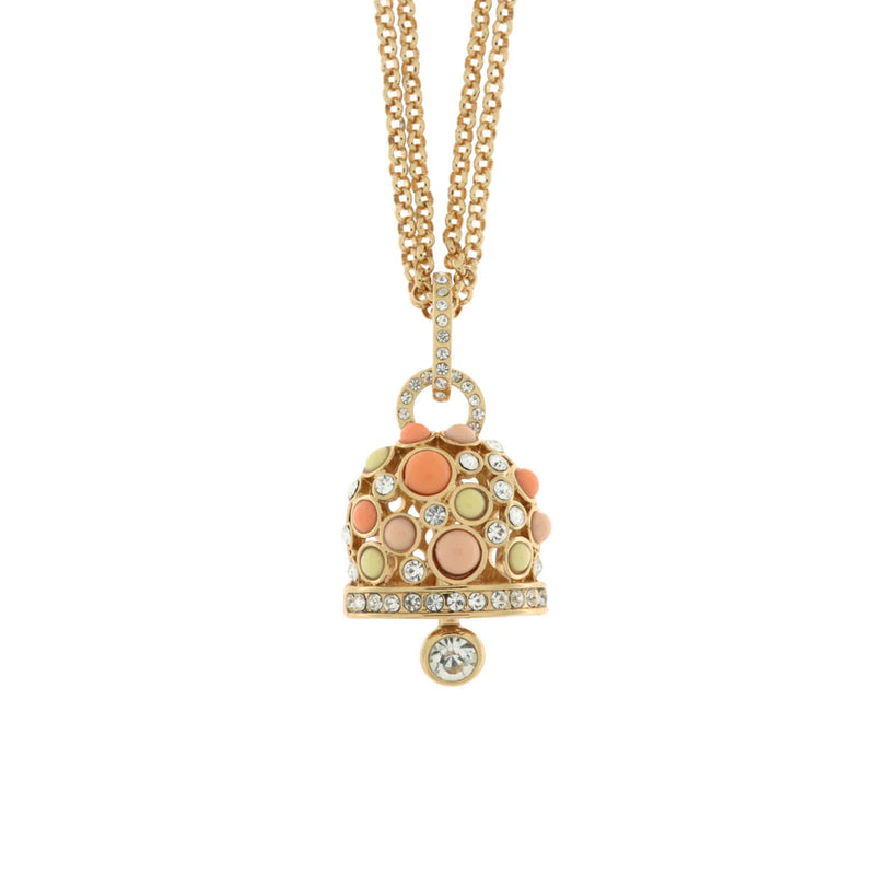 AMO CAPRI - Collana in Metallo catena multifilo con grande campana pendente colorata