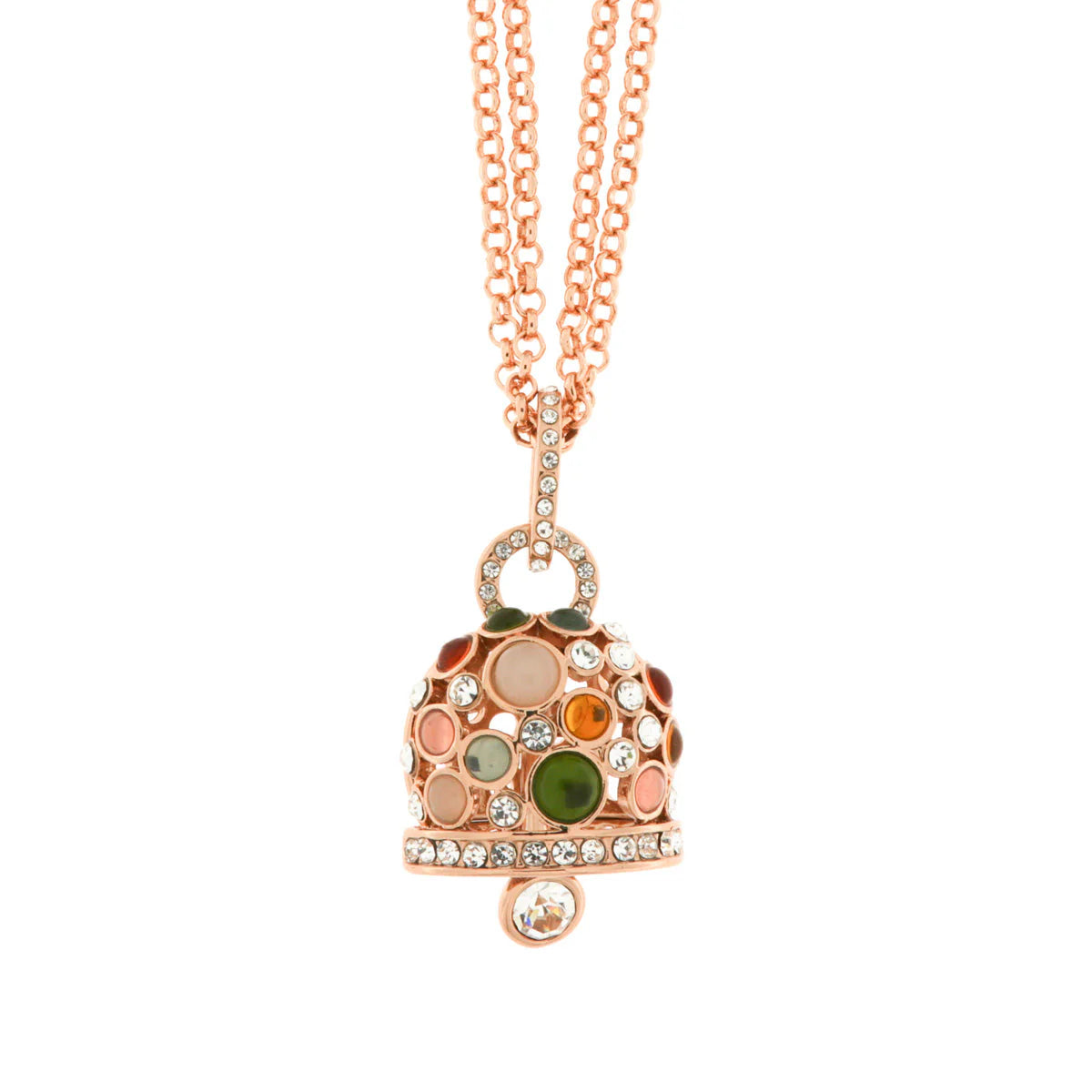 AMO CAPRI - Collana in Metallo con grande campana pendente multicolore e punti luce bianchi