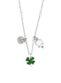 AMO CAPRI - Collana in Metallo con quadrifoglio pendente in smalto verde e campana bianca pendente