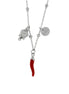 AMO CAPRI - Collana in Metallo con corno in smalto rosso e campana bianca pendente