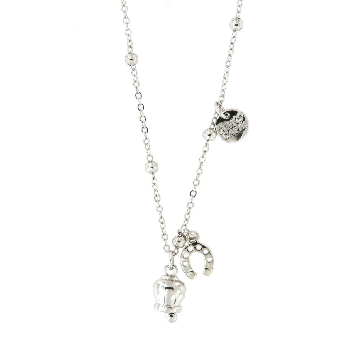 AMO CAPRI - Collana in Metallo con campana pendente e ferro di cavallo