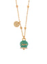 AMO CAPRI - Collana in Metallo con campanella portafortuna verde marino e scritta Capri