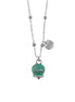 Amo Capri - Collana in Metallo con campanella portafortuna verde acqua, con scritta Capri