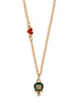 AMO CAPRI - Collana in Metallo con cuore e campanella portafortuna verde con quadrifoglio