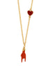 AMO NAPOLI - Collana in Metallo con pendente a forma di corna porta fortuna e cuore rosso