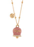 Amo Capri - Collana in Metallo con campanella grande rosa e scritta Capri impreziosito da cristalli bianchi