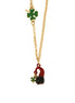 AMO NAPOLI - Collana in Metallo con cornetto portafortuna impreziosito da smalto rosso a forma di Pulcinella e quadrifoglio