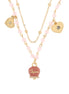 AMO CAPRI - Collana in Metallo con campana smaltata rosa e cuoricini pendenti